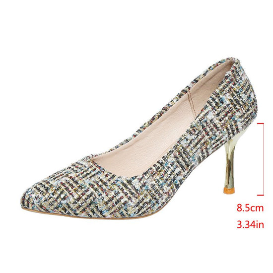 Women's Stiletto Heel Fashion Shoes $32.83 Dana Fashion Color: Plaid Gold Size: 35 Women's shoes Product information: Pattern: solid color Lining material: pu Applicable sports: Universal Color: black, gold, plaid Gold, plaid black, skull pattern, Christm