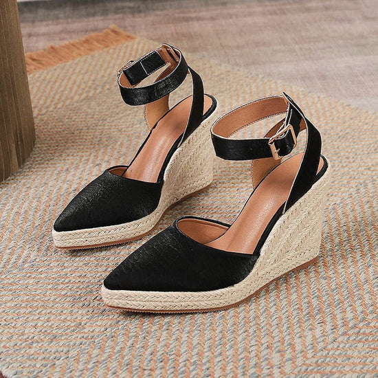 Women's Straw Woven Wedge Platform High Heel Pointed Sandals $70.05 Dana Fashion Color: Apricot Size: 34 Women's shoes Product information: Lining material: Microfiber Toe bracket shape: Tip Color: Black, apricot Shoe Upper material: Microfiber Size: 34,