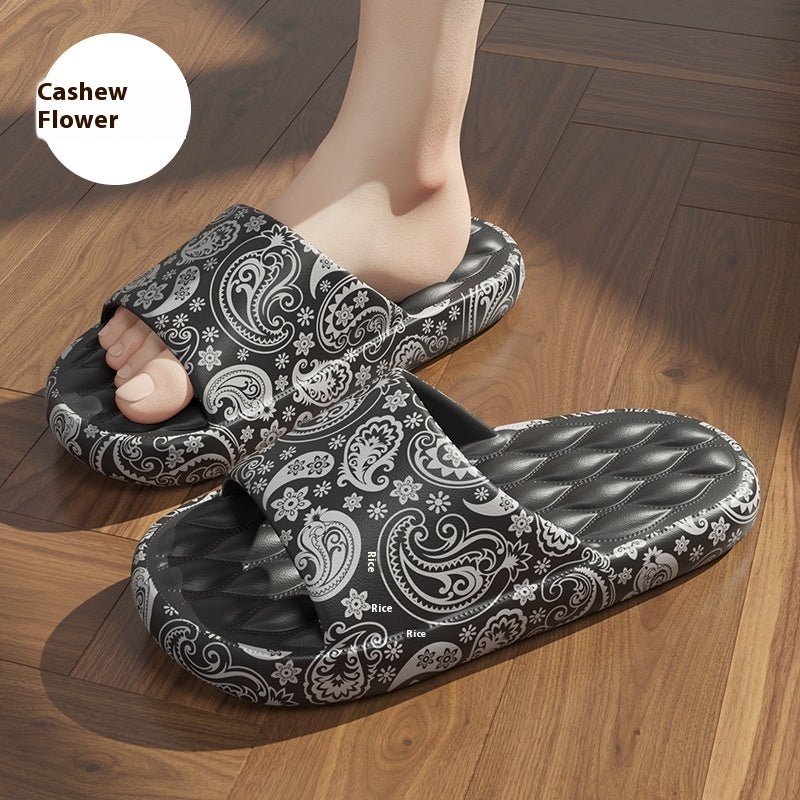 Women's Summer Cute Cartoon Printed Home Slippers $35.50 Dana Fashion Size: 36 to 37 Color: Black Silver Paisley Women's shoes Product information: Color: Black Silver (Paisley), White (flower rabbit), White (frog), White (watermelon bear), White (Red Lov