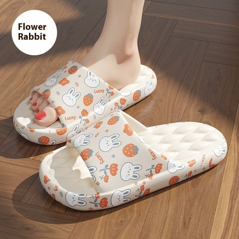 Women's Summer Cute Cartoon Printed Home Slippers $35.50 Dana Fashion Size: 36 to 37 Color: White Flower Rabbit Women's shoes Product information: Color: Black Silver (Paisley), White (flower rabbit), White (frog), White (watermelon bear), White (Red Love