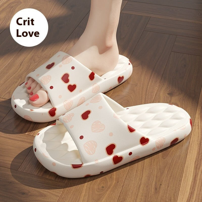 Women's Summer Cute Cartoon Printed Home Slippers $35.50 Dana Fashion Size: 36 to 37 Color: White Red Love Heart Women's shoes Product information: Color: Black Silver (Paisley), White (flower rabbit), White (frog), White (watermelon bear), White (Red Lov
