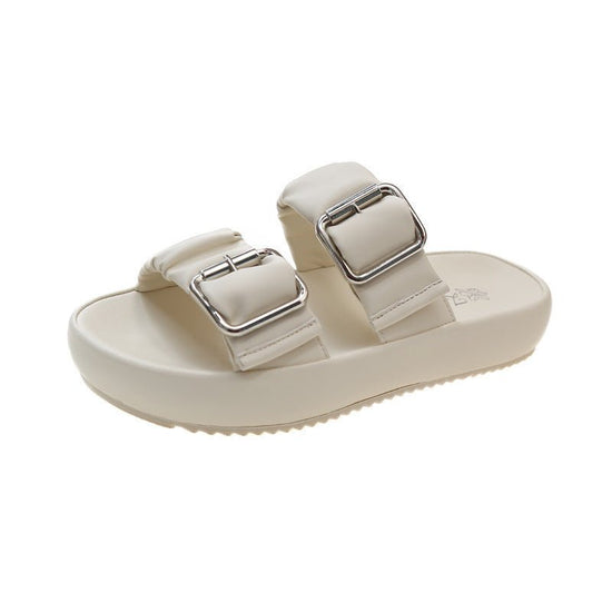 Women's Summer Slippers Thick-soled Casual Non-slip $49.99 Dana Fashion Color: Black Size: 35 Women's shoes Product information: Lining material: PU Toe holder shape: round head Color: black, white, khaki Shoe Upper material: synthetic leather Size: 35,36
