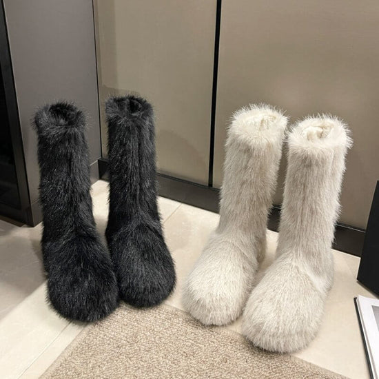 Women's Thick Bottom Fleece-lined Thermal Insulation Cotton Shoes $79.50 Dana Fashion Color: Beige Size: 35 Women's shoes Product information: Pattern: solid color Lining material: imitation leather Color: Black, Milky White Heel height: mid heel (3-5CM)