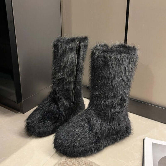 Women's Thick Bottom Fleece-lined Thermal Insulation Cotton Shoes $79.50 Dana Fashion Color: Beige Size: 35 Women's shoes Product information: Pattern: solid color Lining material: imitation leather Color: Black, Milky White Heel height: mid heel (3-5CM)