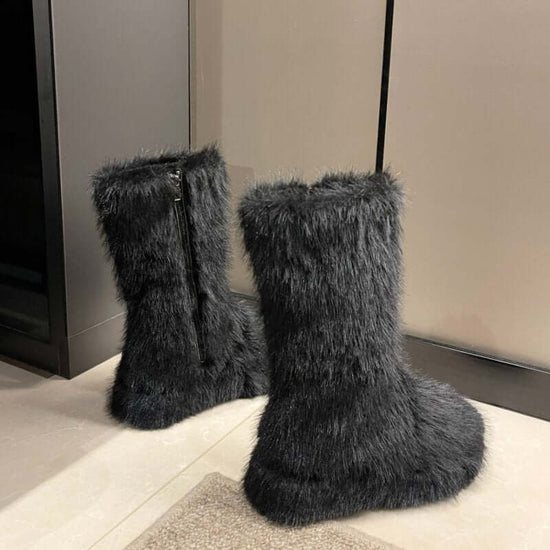 Women's Thick Bottom Fleece-lined Thermal Insulation Cotton Shoes $79.50 Dana Fashion Color: Beige Size: 35 Women's shoes Product information: Pattern: solid color Lining material: imitation leather Color: Black, Milky White Heel height: mid heel (3-5CM)