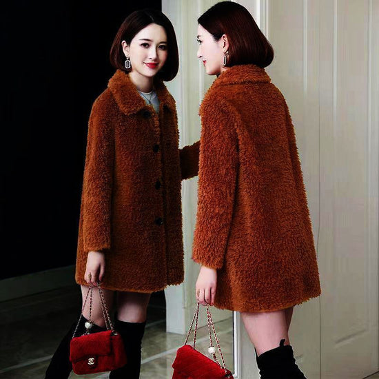 Women's Thick Faux Cashmere Coat Mid-length $29.90 Dana Fashion Color: Caramel Color Size: 2XL Women's clothing Product information: Pattern: consult customer service Color: sapphire blue, caramel, Rose Red, dark brown, light brown, wine red Size: M,L,XL,