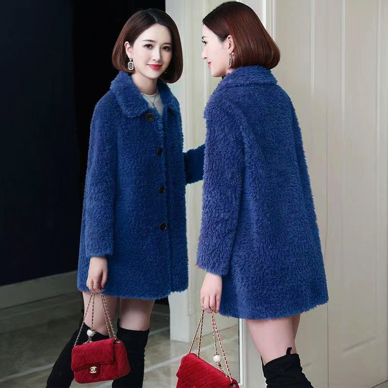 Women's Thick Faux Cashmere Coat Mid-length $29.90 Dana Fashion Color: Sapphire Blue Size: 2XL Women's clothing Product information: Pattern: consult customer service Color: sapphire blue, caramel, Rose Red, dark brown, light brown, wine red Size: M,L,XL,