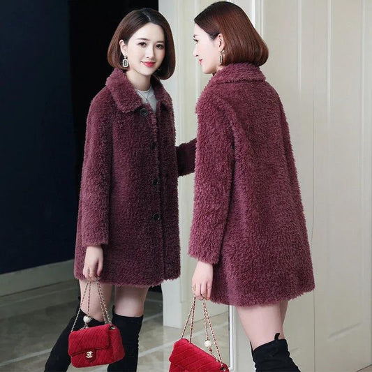 Women's Thick Faux Cashmere Coat Mid-length $29.90 Dana Fashion Color: Caramel Color Size: 2XL Women's clothing Product information: Pattern: consult customer service Color: sapphire blue, caramel, Rose Red, dark brown, light brown, wine red Size: M,L,XL,