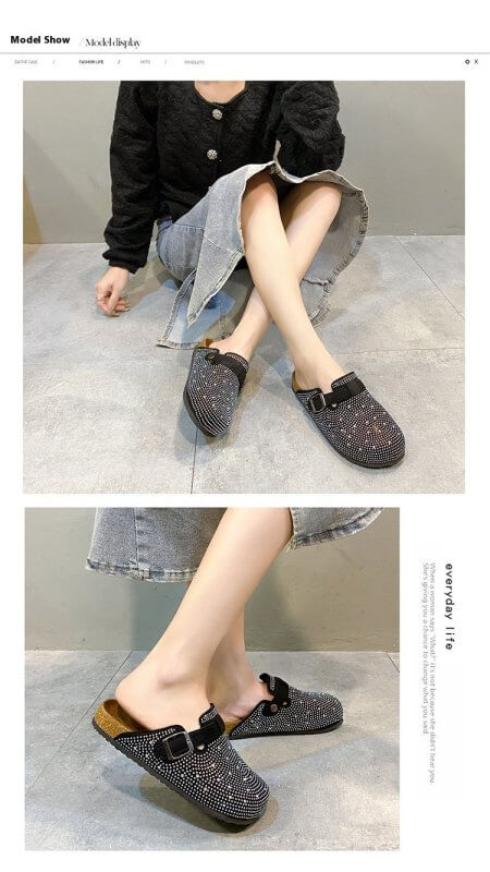Women's Thick Soled Casual Belt Buckle Toe Slippers $39.90 Dana Fashion Color: Black Size: 35 Women's shoes Product information: Pattern: solid color Lining material: pu Color: Black Size: 35,36,37,38,39,40,41,42,43,44,45 Sole craft: viscose shoes Sole ma