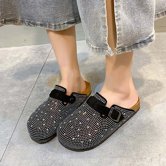 Women's Thick Soled Casual Belt Buckle Toe Slippers $39.90 Dana Fashion Color: Black Size: 35 Women's shoes Product information: Pattern: solid color Lining material: pu Color: Black Size: 35,36,37,38,39,40,41,42,43,44,45 Sole craft: viscose shoes Sole ma