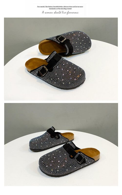 Women's Thick Soled Casual Belt Buckle Toe Slippers $39.90 Dana Fashion Color: Black Size: 35 Women's shoes Product information: Pattern: solid color Lining material: pu Color: Black Size: 35,36,37,38,39,40,41,42,43,44,45 Sole craft: viscose shoes Sole ma