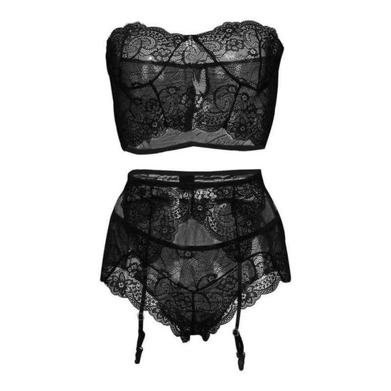 Women's underwear set $158.00 Dana Fashion Color: Black Size: One size Women's clothing Season:Four Season Gender:Women Occasion:Sexy Material:Polyester Style:Casual,Sexy How to wash:Hand wash Cold This lace underwear contains Bra, garter, and panties, wh