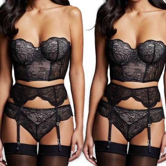 Women's underwear set $158.00 Dana Fashion Color: Black Size: One size Women's clothing Season:Four Season Gender:Women Occasion:Sexy Material:Polyester Style:Casual,Sexy How to wash:Hand wash Cold This lace underwear contains Bra, garter, and panties, wh