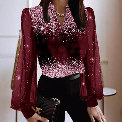 Women's V - neck Pullover Fashionable Printed ShirtDana FashionDana FashionWomen's V - neck Pullover Fashionable Printed Shirt