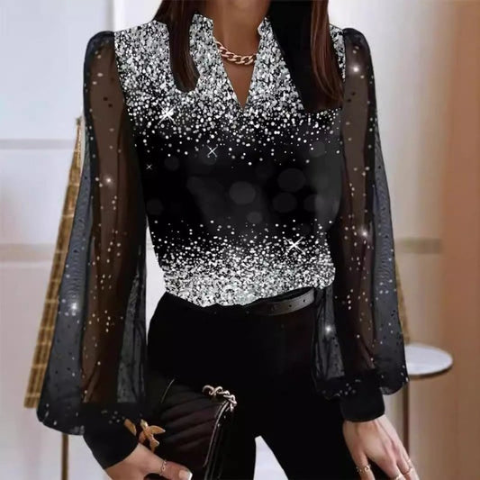 Women's V - neck Pullover Fashionable Printed ShirtDana FashionDana FashionWomen's V - neck Pullover Fashionable Printed Shirt