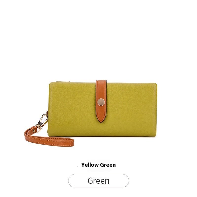 Women's Wallet Contrast Color Hasp Long Zipper Multi-functional Simple Fashion Clutch $34.19 Dana Fashion Color: Yellow Green Women's Bags Product information: Pattern: solid color Lined text: Polyester Applicable scenarios: Daily match Color: black, pink
