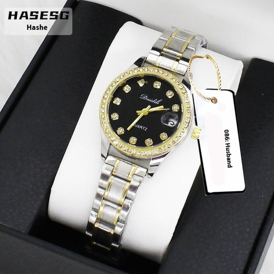 Women's Watch Affordable Luxury Fashion Diamond Foreign Trade Women's Watch Bracelet Student Watch Gift Suit $24.98 Dana Fashion Color: Black Face Gold Strap Watch Women's Accessories Product information: Color: gold strap watch three-row drill bracelet b