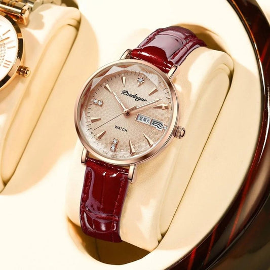 Women's Watch Double Calendar Quartz $39.00 Dana Fashion Color: Black Mesh Belt Women's Accessories Product information: Display type: Pointer Applicable people: Female Style: Casual Movement type: Quartz Waterproof: Yes Watch-buttom material: Stainless s