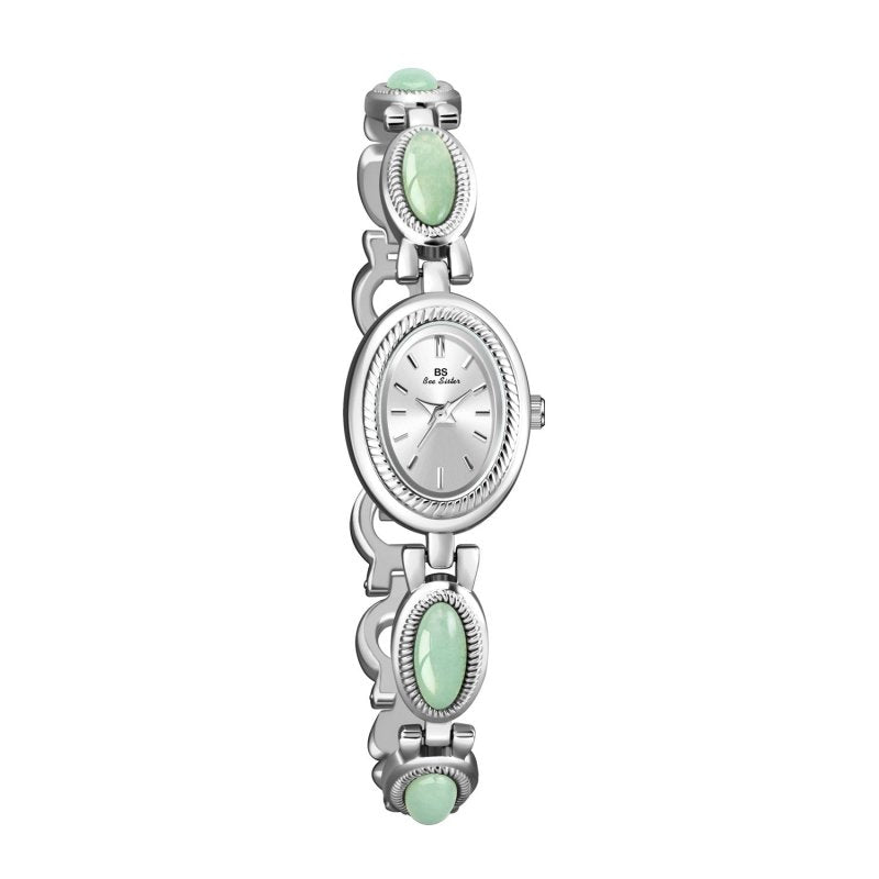 Women's Watch Ladies Bracelet Luxury Brand Waterproof Retro Natural Dongling Stone Hetian Jade Advanced Chain Watches Gift $42.00 Dana Fashion Color: Classic Silver Women's Accessories Overview: Unique design, stylish and beautiful. Good material, High qu