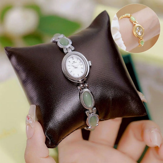 Women's Watch Ladies Bracelet Luxury Brand Waterproof Retro Natural Dongling Stone Hetian Jade Advanced Chain Watches Gift $42.00 Dana Fashion Color: Champagne Noodles Women's Accessories Overview: Unique design, stylish and beautiful. Good material, High