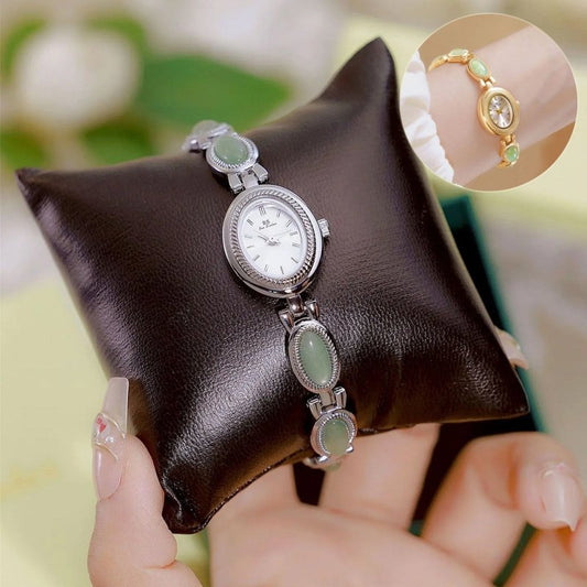 Women's Watch Ladies Bracelet Luxury Brand Waterproof Retro Natural Dongling Stone Hetian Jade Advanced Chain Watches Gift $42.00 Dana Fashion Color: Champagne Noodles Women's Accessories Overview: Unique design, stylish and beautiful. Good material, High