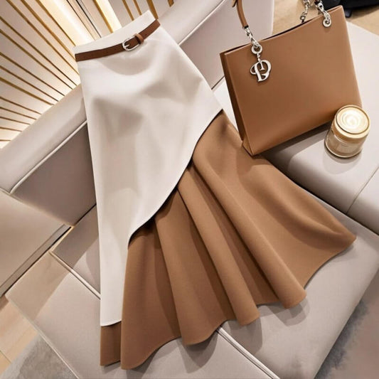 Women's Winter Brown Contrast Skirt $69.50 Dana Fashion Color: Skirt Size: L Women's clothing Product information: Pattern: color matching Fabric name: Polyester Skirt type: fishtail skirt Color: skirt Size: S,M,L,XL Popular elements: contrast color Craft