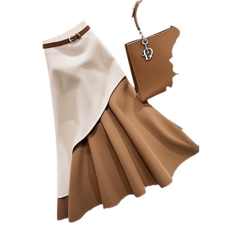 Women's Winter Brown Contrast Skirt $69.50 Dana Fashion Color: Skirt Size: L Women's clothing Product information: Pattern: color matching Fabric name: Polyester Skirt type: fishtail skirt Color: skirt Size: S,M,L,XL Popular elements: contrast color Craft