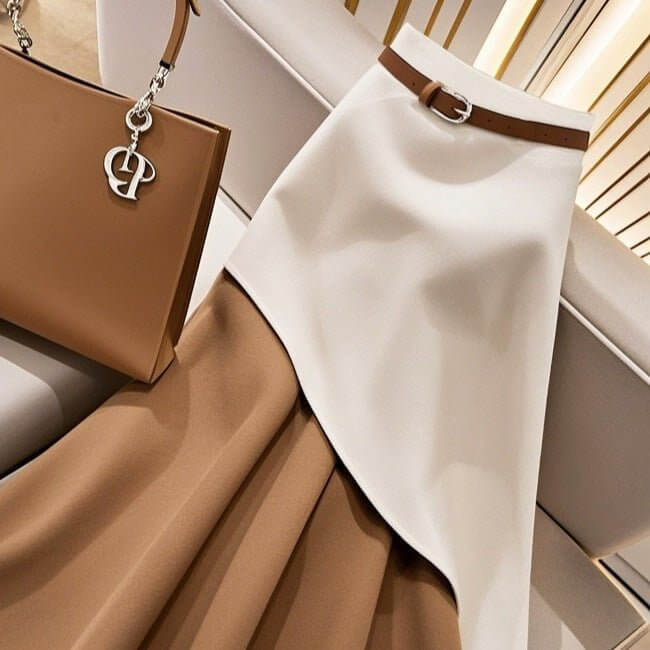 Women's Winter Brown Contrast Skirt $69.50 Dana Fashion Color: Skirt Size: L Women's clothing Product information: Pattern: color matching Fabric name: Polyester Skirt type: fishtail skirt Color: skirt Size: S,M,L,XL Popular elements: contrast color Craft