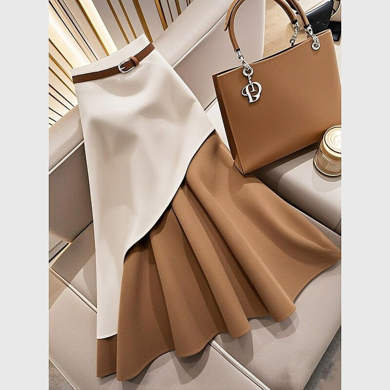 Women's Winter Brown Contrast Skirt $69.50 Dana Fashion Color: Skirt Size: L Women's clothing Product information: Pattern: color matching Fabric name: Polyester Skirt type: fishtail skirt Color: skirt Size: S,M,L,XL Popular elements: contrast color Craft