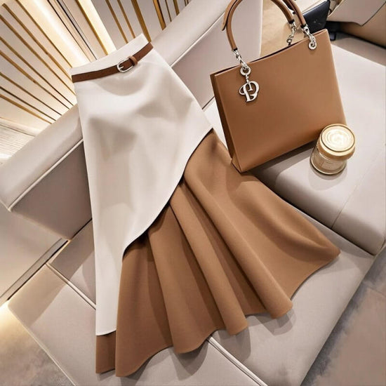 Women's Winter Brown Contrast Skirt $69.50 Dana Fashion Color: Skirt Size: L Women's clothing Product information: Pattern: color matching Fabric name: Polyester Skirt type: fishtail skirt Color: skirt Size: S,M,L,XL Popular elements: contrast color Craft