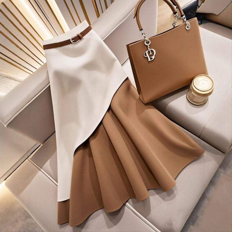 Women's Winter Brown Contrast Skirt $69.50 Dana Fashion Color: Skirt Size: L Women's clothing Product information: Pattern: color matching Fabric name: Polyester Skirt type: fishtail skirt Color: skirt Size: S,M,L,XL Popular elements: contrast color Craft