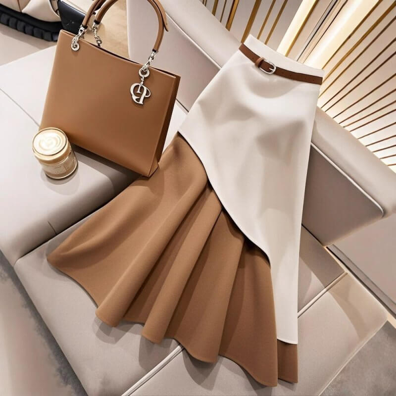 Women's Winter Brown Contrast Skirt $69.50 Dana Fashion Color: Skirt Size: L Women's clothing Product information: Pattern: color matching Fabric name: Polyester Skirt type: fishtail skirt Color: skirt Size: S,M,L,XL Popular elements: contrast color Craft