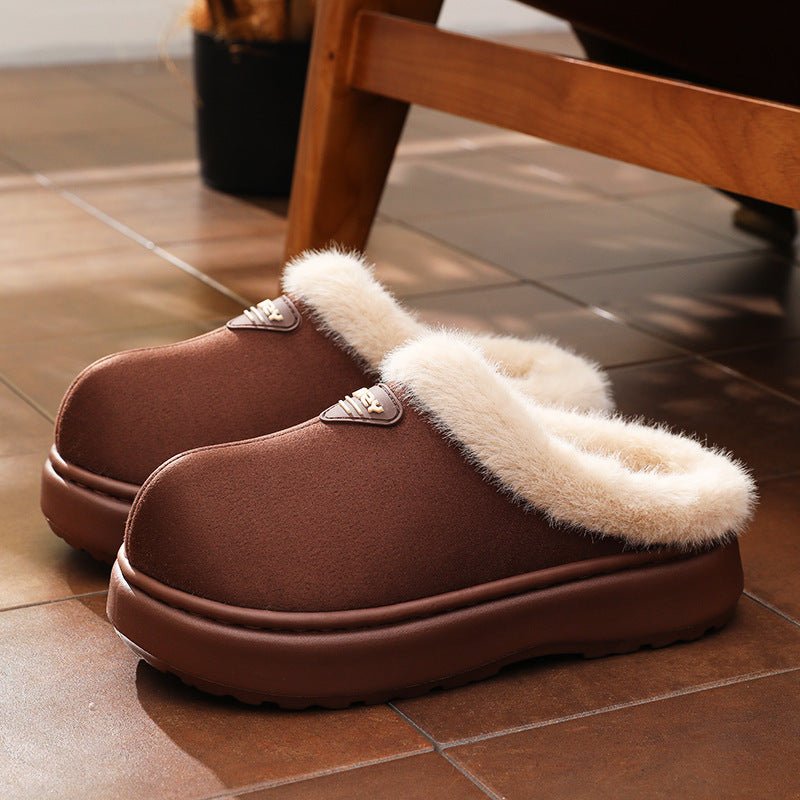 Women's Winter Wear Non-slip Thick Bottom Simple Fashion Home Fluffy Slippers $36.58 Dana Fashion Color: Coffee Size: 36to37 Women's shoes Product information: Pattern: solid color Lining material: artificial velboa Color: Camel, coffee, black Heel height