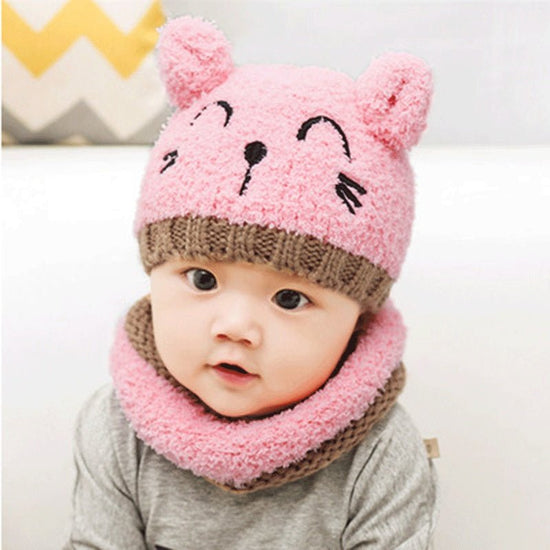 Wool scarf baby hat $17.01 Dana Fashion Color: Pink Baby Clothing material: Wool Size: 6-12 months, one size Features: 100% brand new premium Spring, autumn and winter seasons Novel and stylish design, very popular and very flexible Its unique design will