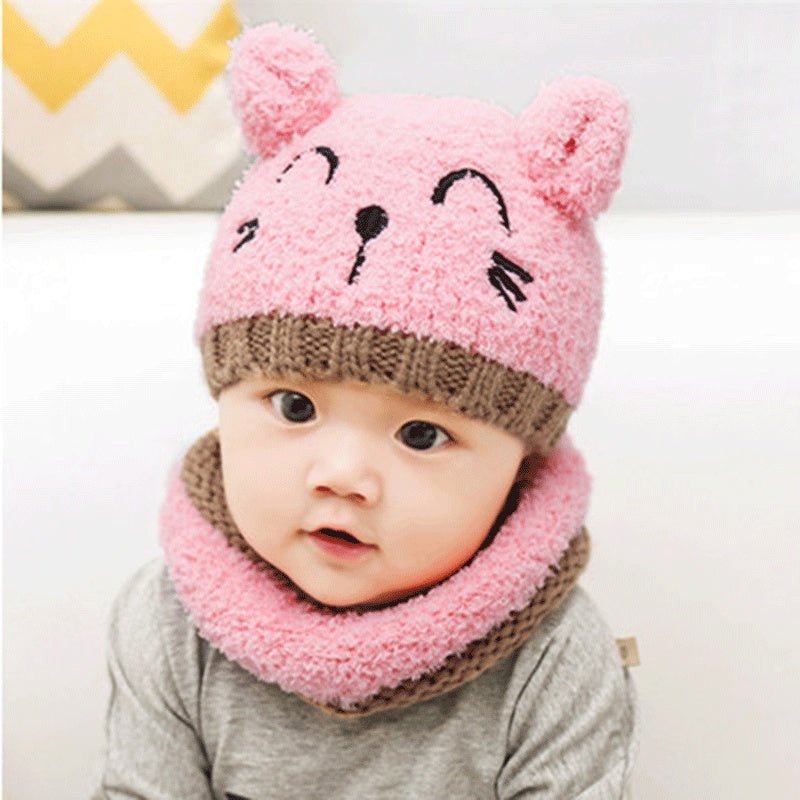 Wool scarf baby hat $17.01 Dana Fashion Color: Pink Baby Clothing material: Wool Size: 6-12 months, one size Features: 100% brand new premium Spring, autumn and winter seasons Novel and stylish design, very popular and very flexible Its unique design will