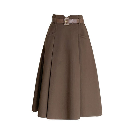 Woolen Skirt Mid-length High Waist Woolen Umbrella Skirt $49.50 Dana Fashion Color: Black Size: L Women's clothing Product information: Pattern: solid color Fabric name: Woolen Skirt type: umbrella skirt Color: black, brown, red Size: S,M,L,XL Style type: