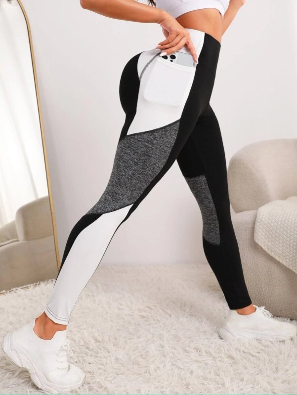Yoga Pants European And American Stitching Running Pants Women $42.00 Dana Fashion Color: Black And Red Size: L Women's clothing Product information: Pattern: color block stitching Fabric name: ponte-de-roma Applicable scenarios: running sports, fitness e
