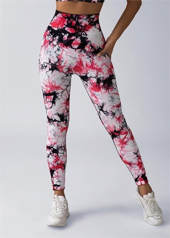 Yoga Pants Hip Lifting Fitness High Waist Bottoming Trousers Tight Women $39.99 Dana Fashion Color: Black And Red With Pattern Size: L Women's clothing Product information: Color: purple yellow, red blue, dark green, pink, pink blue, purple green, fluores