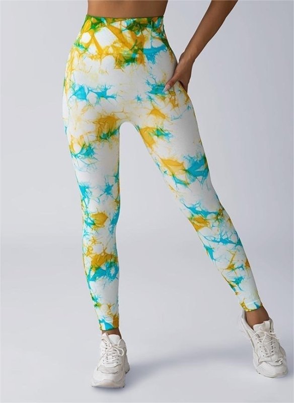 Yoga Pants Hip Lifting Fitness High Waist Bottoming Trousers Tight Women $39.99 Dana Fashion Color: Flower Yellow Size: L Women's clothing Product information: Color: purple yellow, red blue, dark green, pink, pink blue, purple green, fluorescent rose, fl