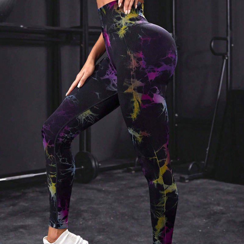 Yoga Pants Hip Lifting Fitness High Waist Bottoming Trousers Tight Women $39.99 Dana Fashion Color: Purple Yellow Size: L Women's clothing Product information: Color: purple yellow, red blue, dark green, pink, pink blue, purple green, fluorescent rose, fl