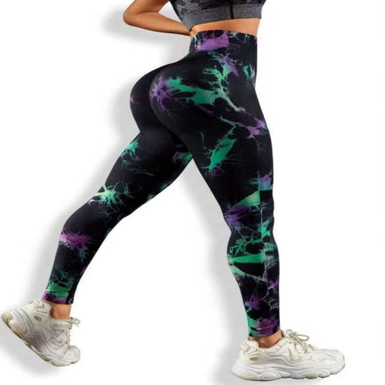 Yoga Pants Hip Lifting Fitness High Waist Bottoming Trousers Tight Women $39.99 Dana Fashion Color: Purple Green Size: L Women's clothing Product information: Color: purple yellow, red blue, dark green, pink, pink blue, purple green, fluorescent rose, flu