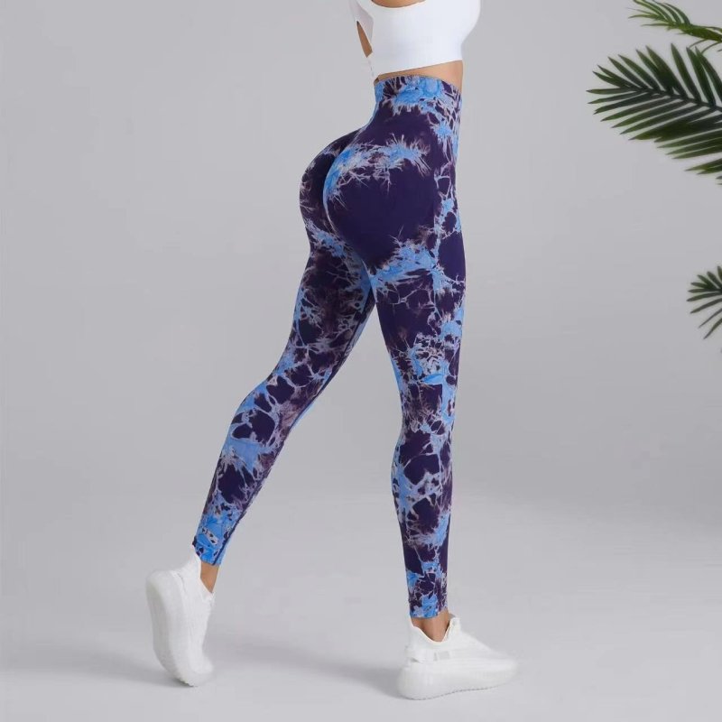 Yoga Pants Hip Lifting Fitness High Waist Bottoming Trousers Tight Women $39.99 Dana Fashion Color: Purplish Blue Size: L Women's clothing Product information: Color: purple yellow, red blue, dark green, pink, pink blue, purple green, fluorescent rose, fl