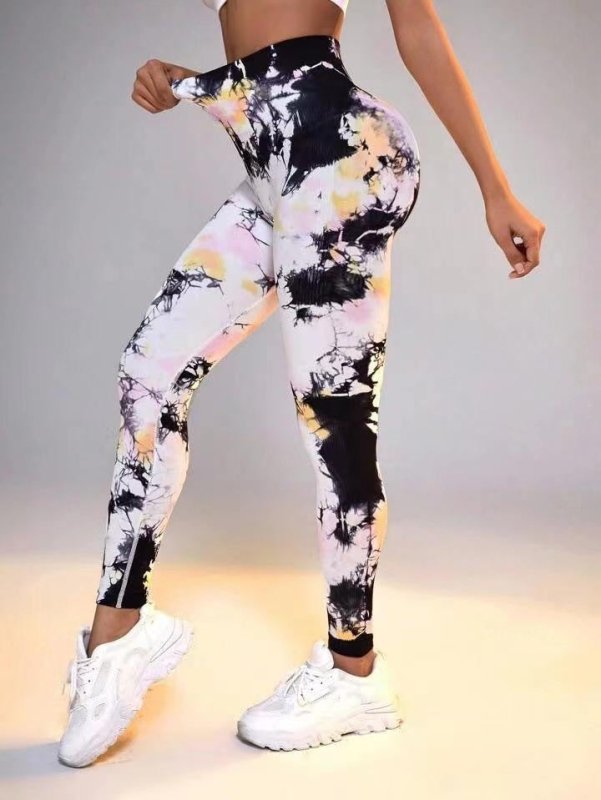 Yoga Pants Hip Lifting Fitness High Waist Bottoming Trousers Tight Women $39.99 Dana Fashion Color: Black And White 1 Size: L Women's clothing Product information: Color: purple yellow, red blue, dark green, pink, pink blue, purple green, fluorescent rose