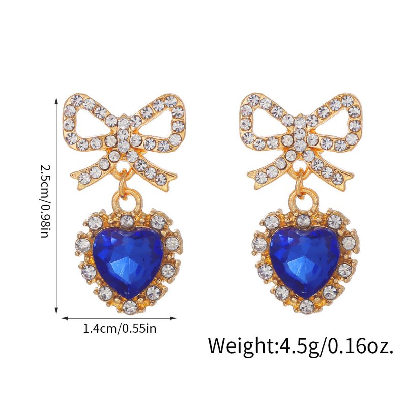 Zinc Alloy Bow Heart Shape With Diamond Earrings $9.84 Dana Fashion Color: Blue Loving Heart Women's Accessories Product information: Color: blue loving heart, pink love, Red Love, purple love, Rose Red Love Material: zinc alloy Shape: heart-shaped, Bow P