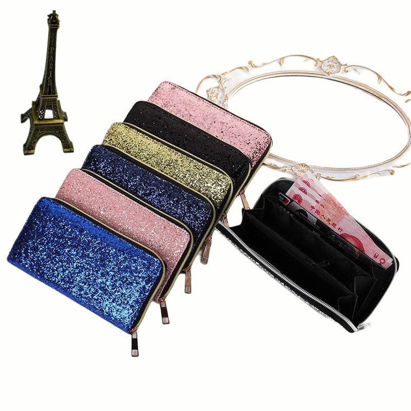 Zipper Student Korean Multi-functional Wallet $16.19 Dana Fashion Color: Black Women's Bags Product information: Color: blue, black, pink, emerald green, silver, gold, navy blue, leather pink Material: PU leather Popular elements: Sequins Length: medium l