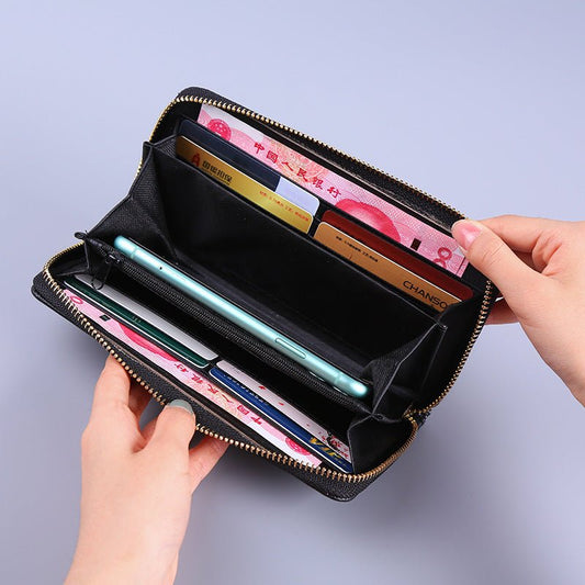 Zipper Student Korean Multi-functional Wallet $16.19 Dana Fashion Color: Black Women's Bags Product information: Color: blue, black, pink, emerald green, silver, gold, navy blue, leather pink Material: PU leather Popular elements: Sequins Length: medium l