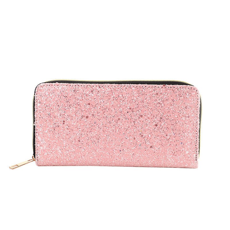Zipper Student Korean Multi-functional Wallet $16.19 Dana Fashion Color: Pink Women's Bags Product information: Color: blue, black, pink, emerald green, silver, gold, navy blue, leather pink Material: PU leather Popular elements: Sequins Length: medium le