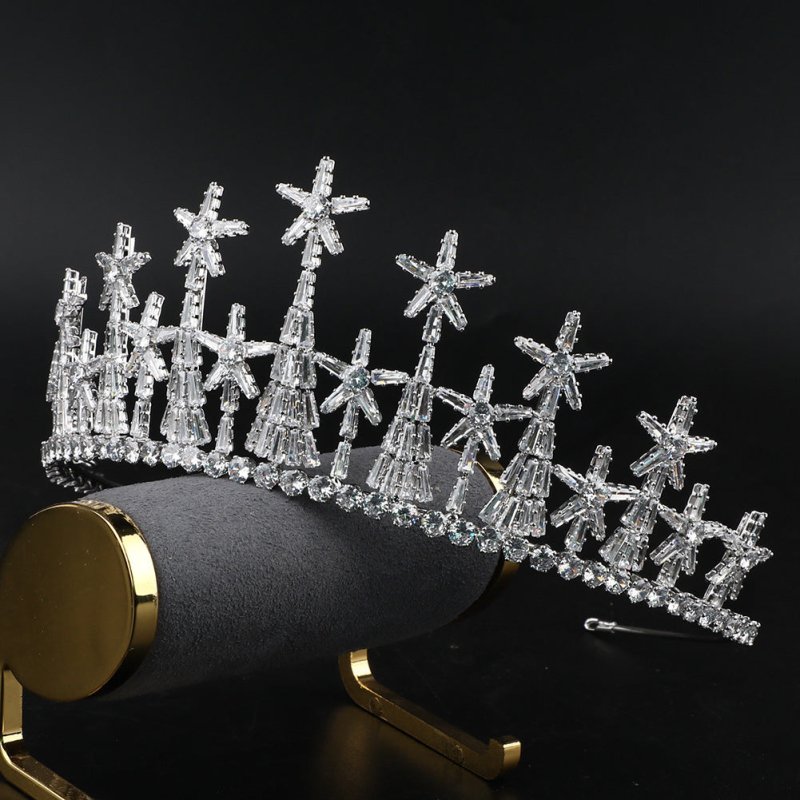 Zircon Headdress Formal Dress Accessories Bridal Crown $65.00 Dana Fashion Color: Platinum Women's Accessories Product information: Processing process: manual Color: gold, platinum, rose gold Style: Women's Material: Copper Purity: gold plated/Platinum Sh