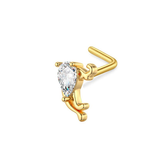 Zircon Nose Stud Ear Studs Piercing Jewelry $9.50 Dana Fashion Color: Peach Heart Specifications: L Rod Gold Women's Accessories Product information: Type: head stud Treatment Process: Electroplating Color: Beetle, Peach heart, three zircon, leaf, butterf