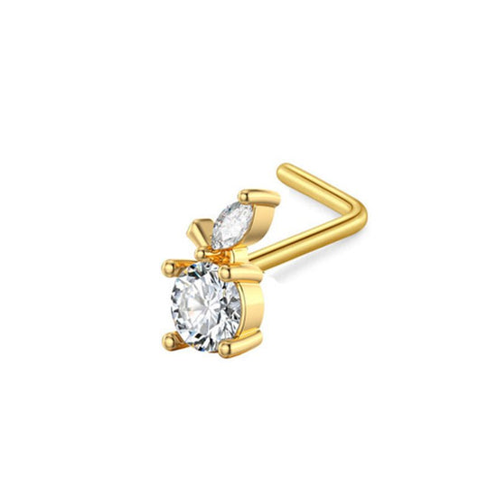 Zircon Nose Stud Ear Studs Piercing Jewelry $9.50 Dana Fashion Color: Leaves Specifications: L Rod Gold Women's Accessories Product information: Type: head stud Treatment Process: Electroplating Color: Beetle, Peach heart, three zircon, leaf, butterfly, f